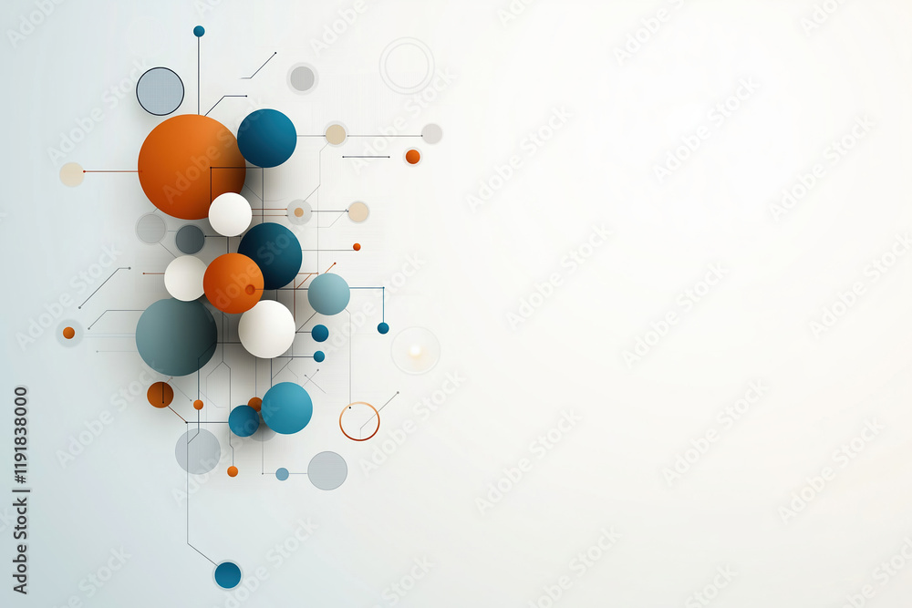 Poster abstract composition featuring colorful geometric shapes on a light background