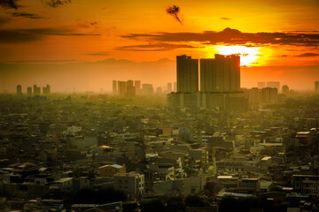 Sunset over Jakarta city