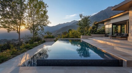 Mountaintop infinity pool sunset luxury home