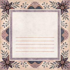 Minimalist Border Design with Paper Texture and Vintage Lavender Palette