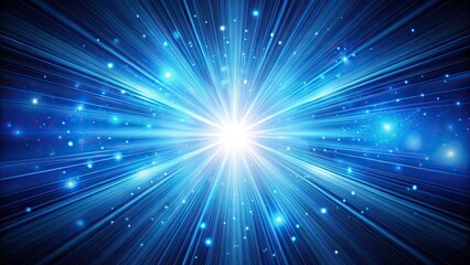 Blue Sunburst Glow, Low Light Photography, White Light Burst, Celestial, Night Sky, Mystical, Dreamy, Fantasy, Abstract Art, Digital Art