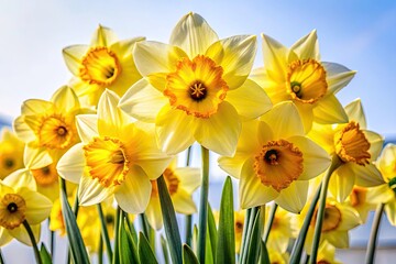 Obraz premium Daffodil Spring Flowers White Background Architectural Photography - High Resolution Image