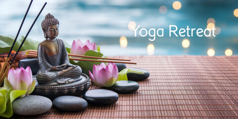 Serene Yoga Retreat Buddha Lotus Stones Incense