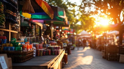 A colorful marketplace with diverse goods, representing consumer choices and ethical trade.