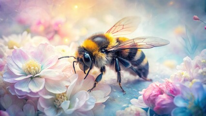 Double Exposure Bumblebee Closeup: Abstract Nature Photography