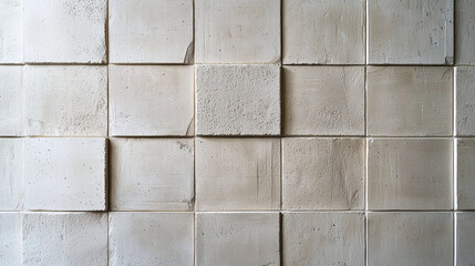 Obraz premium Close up of light toned wall with subtle texture and square tiles, creating modern and minimalist aesthetic. design evokes sense of calm and simplicity