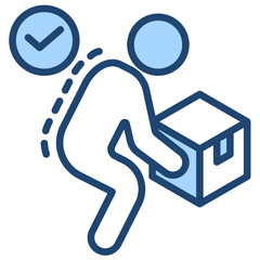 Safe Lifting Technique Icon Lineal Blue Style