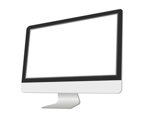 Realistic TV screen. Modern stylish lcd panel, led type. Large computer monitor display mockup. Blank television template.