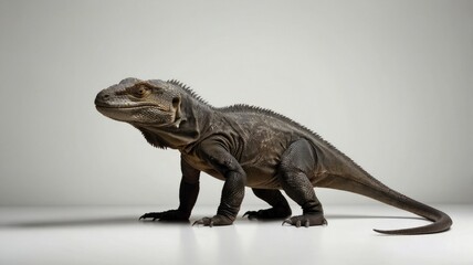 Obraz premium Comodo Dragon Silhouette on White Background. Isolated Vector Animal Template for Logo Company, Icon, Symbol etc