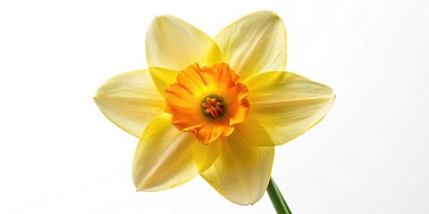 Obraz premium Low Light Daffodil Photography, Single Daffodil, White Background, Dark Bloom, Nighttime Flower, Isolated Flower, Floral Macro, Botanical Image, Close-up Daffodil