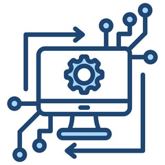 Distributed Control Icon Lineal Blue Style