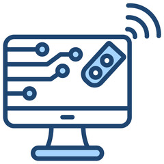Remote Monitoring Icon Lineal Blue Style