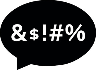 vector illustration black and white icon speech bubble with insult text concept