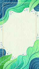 Fluid Abstract Border Design with Paper Texture and Tropical Lagoon Palette