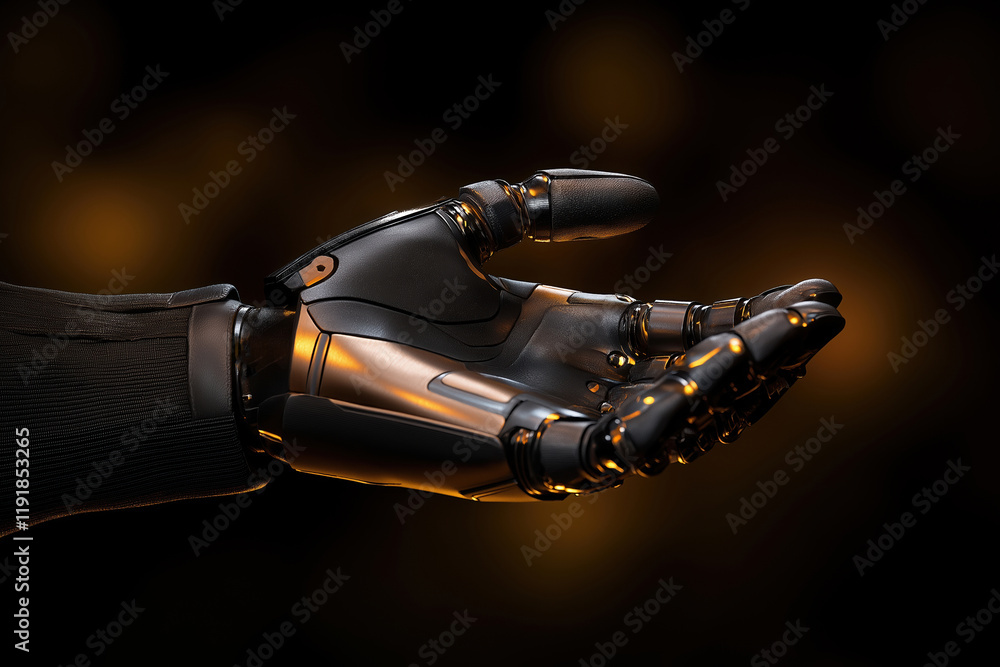Poster advancements in robotic hand technology showcasing intricate design and functionality