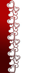 Side Frame Romantic Vintage Red Hearts & Swirls Pattern Outline Transparent Background Valentine's Day Illustration