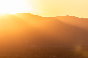 Golden Evening Over Mountain Town