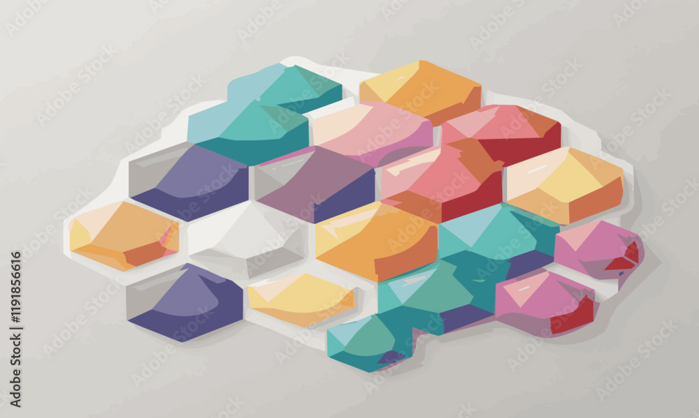 Aufkleber abstract 3d colorful set hexagon pattern texture honeycomb geometric concept movement illustration r