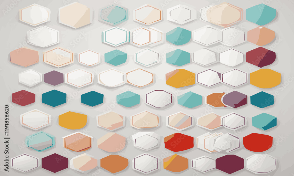 Aufkleber abstract 3d colorful set hexagon pattern texture honeycomb geometric concept movement illustration r