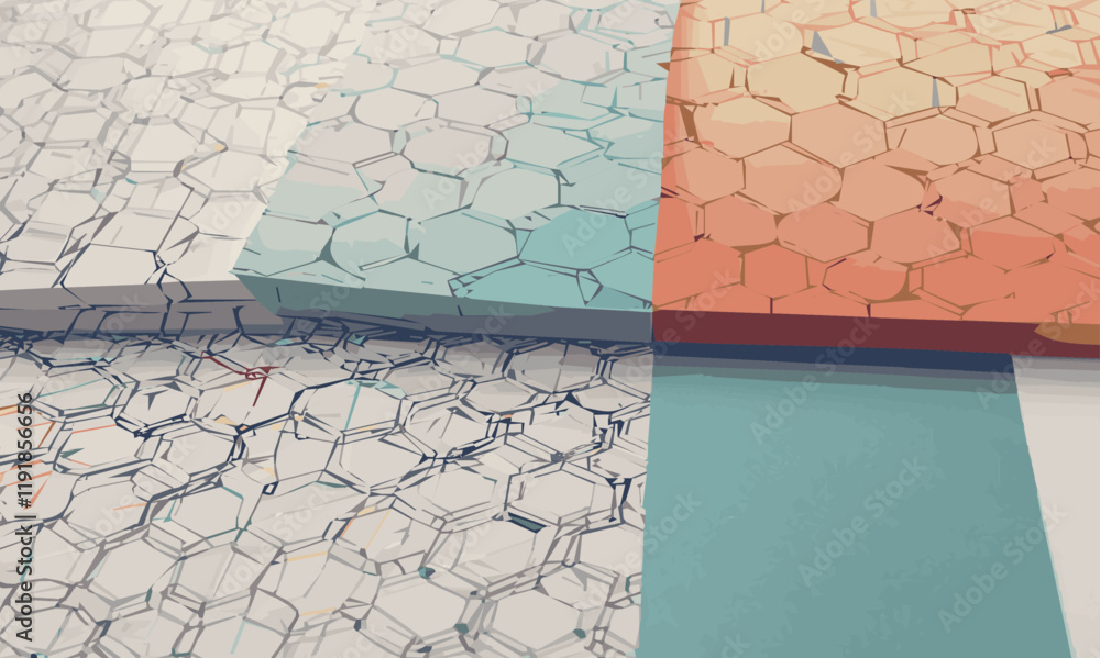 Poster abstract 3d colorful grid hexagon pattern texture honeycomb geometric concept movement illustration 