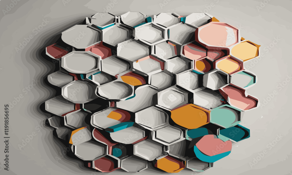Aufkleber abstract 3d colorful hexagon pattern texture honeycomb geometric concept movement illustration rende