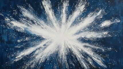 A burst of white streaks radiating outward on a navy explosion.