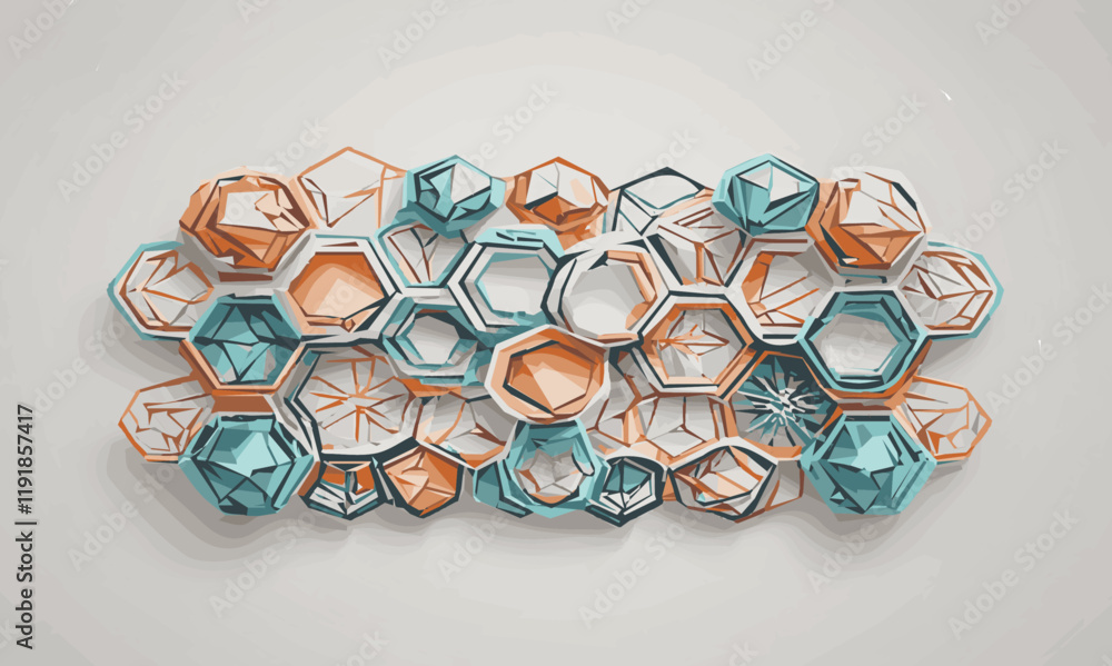 Poster abstract modern 3d colorful grid line hexagon pattern texture honeycomb geometric concept movement i