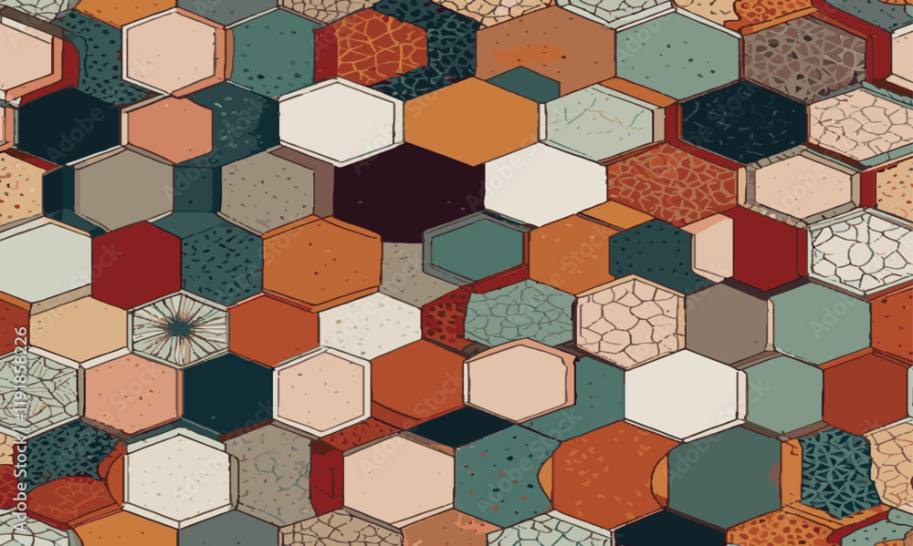 Poster abstract modern 3d colorful grid hexagon pattern texture honeycomb geometric concept movement illust