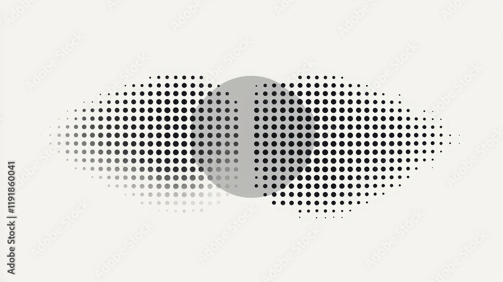 Poster interconnected halftones: abstract design featuring two overlapping halftone shapes, creating a visu