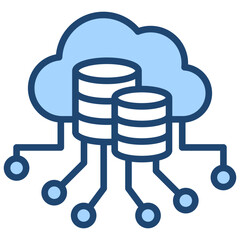Cloud Computing Icon Lineal Blue Style