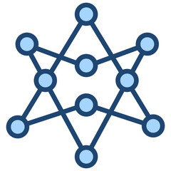 Neural Network Icon Lineal Blue Style