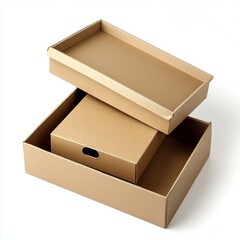 Stacked Brown Cardboard Boxes in Various Sizes Ideal for Organizing, Storing, and Shipping Items with a Minimalist Aesthetic and Eco-Friendly Design
