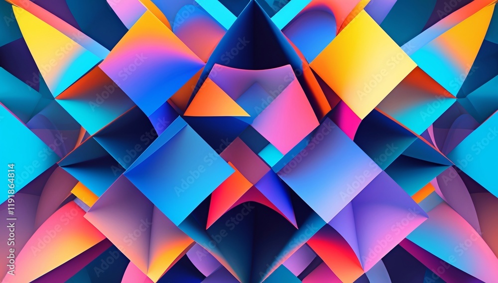 Poster abstract arrangement featuring geometric shapes and vibrant colors creating a dynamic and artistic c