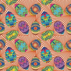 Naklejka premium Easter Eggs, Easter Egg Festival, Colorful Ovals, Eggs with Multiple Patterns, Easter Egg Patterns on Product Surfaces, Fabric Print Patterns, Fabric Patterns, Covers, Wraps.