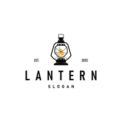 Lantern Logo Design Street Lamp Old Classic Vintage Minimalist Illustration Template