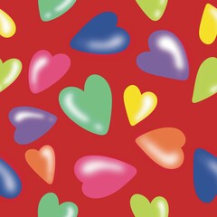 Heart Shape, Festival of Love, Heart Shape with a Variety of Beautiful Colors, Beautiful Color, Fabric Pattern, Cover, Wrap, Pattern on Product, Gift Wrapping Paper Pattern.