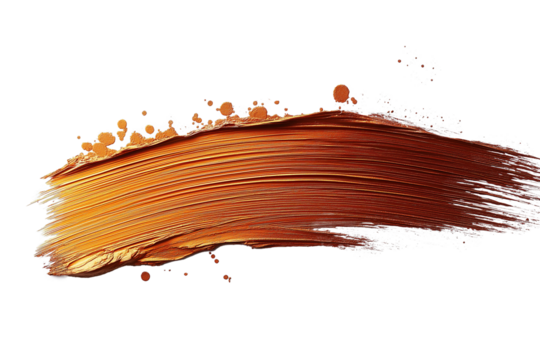 copper color brush stroke isolated on white background 