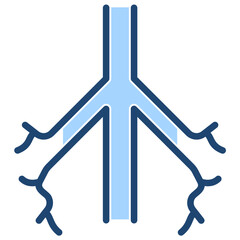 Bronchi Branches Icon Lineal Blue Style