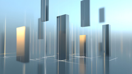 minimalist environment featuring glowing financial bars, creating futuristic atmosphere. scene conveys sense of innovation and modernity, ideal for financial themes