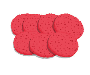 Sliced pieces of salami on a white background. stock illustration