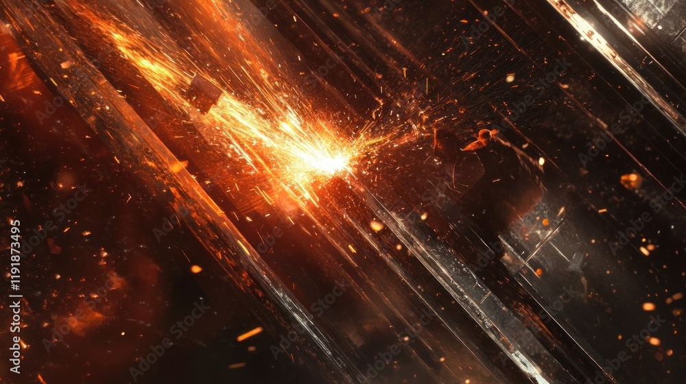 Poster abstract explosion with fiery elements and motion.