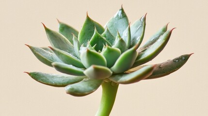 Obraz premium Close-up of a succulent plant with water droplets.