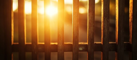Sunset through wooden fence slats. (1)