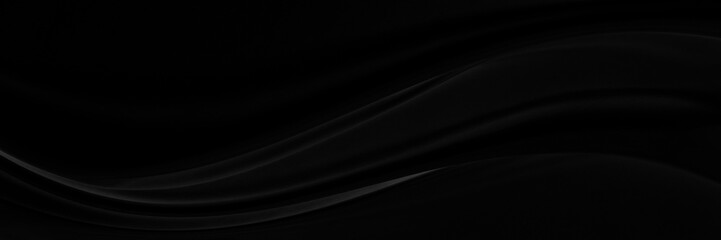 Fototapeta premium Black gray satin dark fabric texture luxurious shiny that is abstract silk cloth background with patterns soft waves blur beautiful.