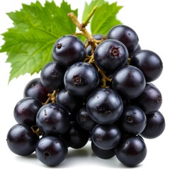 black grapes fresh fruit and white background  
