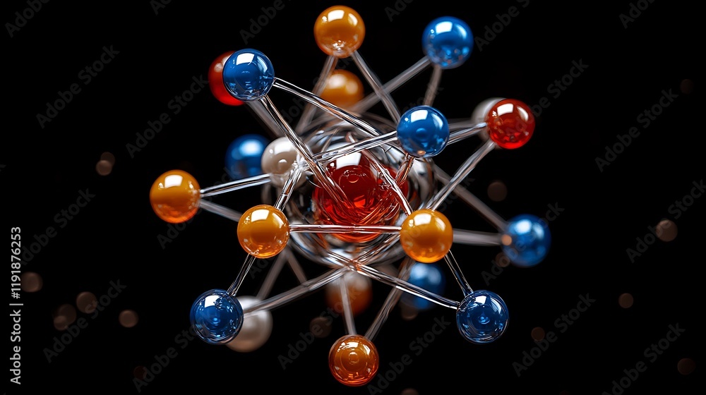 Poster abstract colorful atom molecular structure model