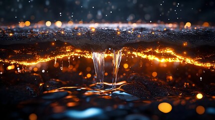 fiery water stream, abstract nature - abstract backgrounds