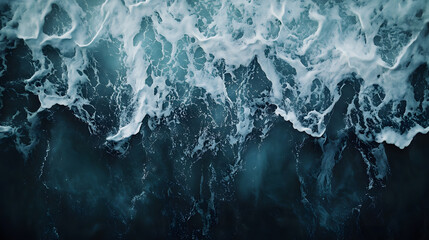 Obraz premium Aerial View of a Pristine Beach with Rolling Waves and Clear Blue Sky