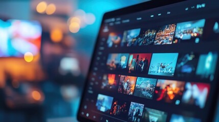 Laptop displaying image gallery.