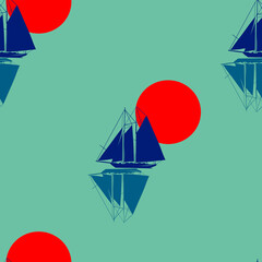 Seamless print, with small children's boats.